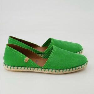 Green Suede Espadrille Flats - Women